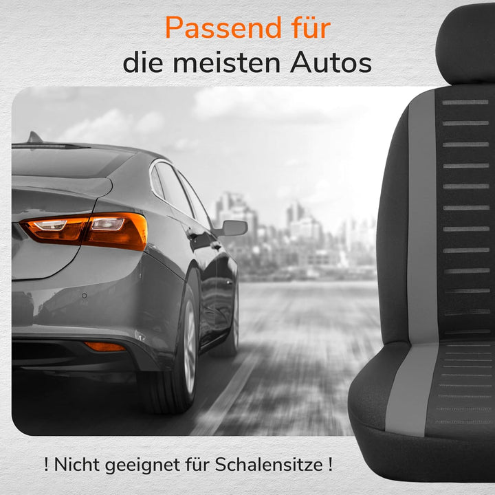 Upgrade4cars Autositzbezüge Set für die Vordersitze Version 2026 | Auto-Schonbezüge Universal in Gra