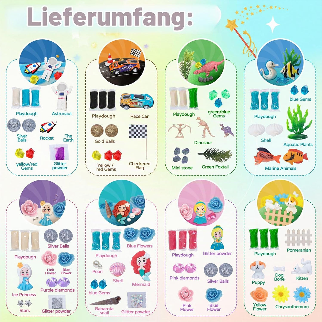 JOY SPOT! 8 Themen Sensorische Knete in dose, ungiftig Knetmasse Set, Kreatives Kinderknete Spielzeu