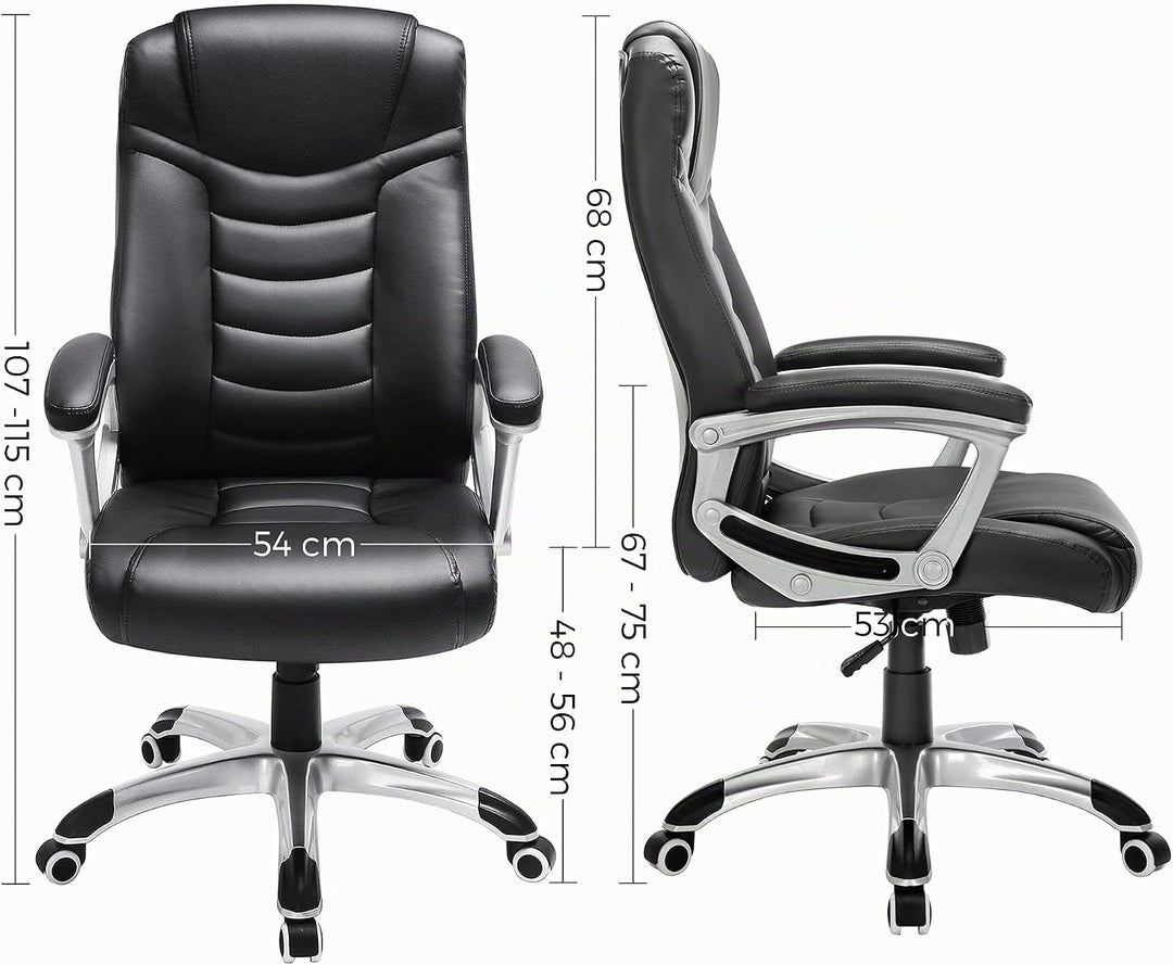 SONGMICS Ergonomischer Bürostuhl, höhenverstellbarer Drehstuhl,Kunstleder, robust, stabil und langle