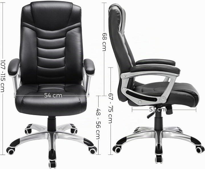 SONGMICS Ergonomischer Bürostuhl, höhenverstellbarer Drehstuhl,Kunstleder, robust, stabil und langle