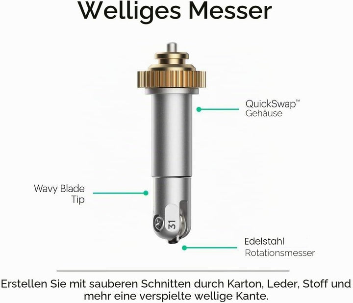 Cricut Wellenklinge Gehäuse Wavy Blade 20mm L, 08mm H + QuickSwap Housing for Maker Machines, Multic