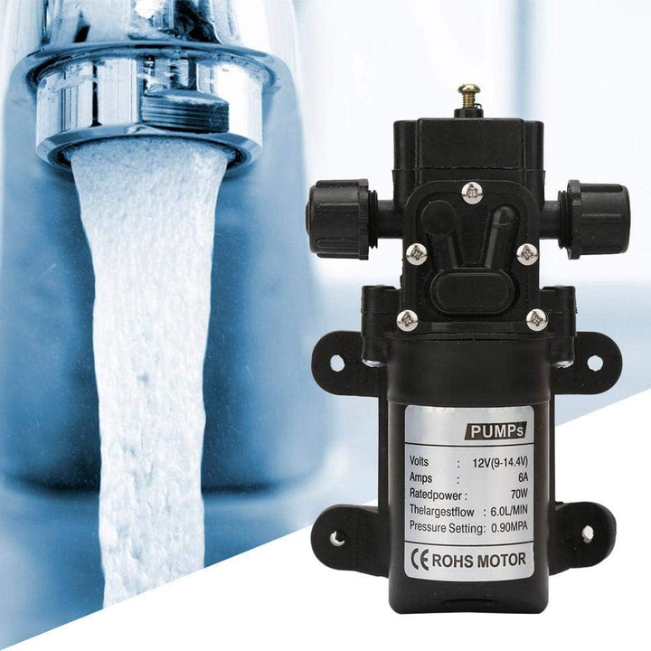 Vikye Wasserpumpe, DC 12V 70W, 6L/Min, Schwarz, Membranpumpe, Hochdruck, Reinwasserpumpe