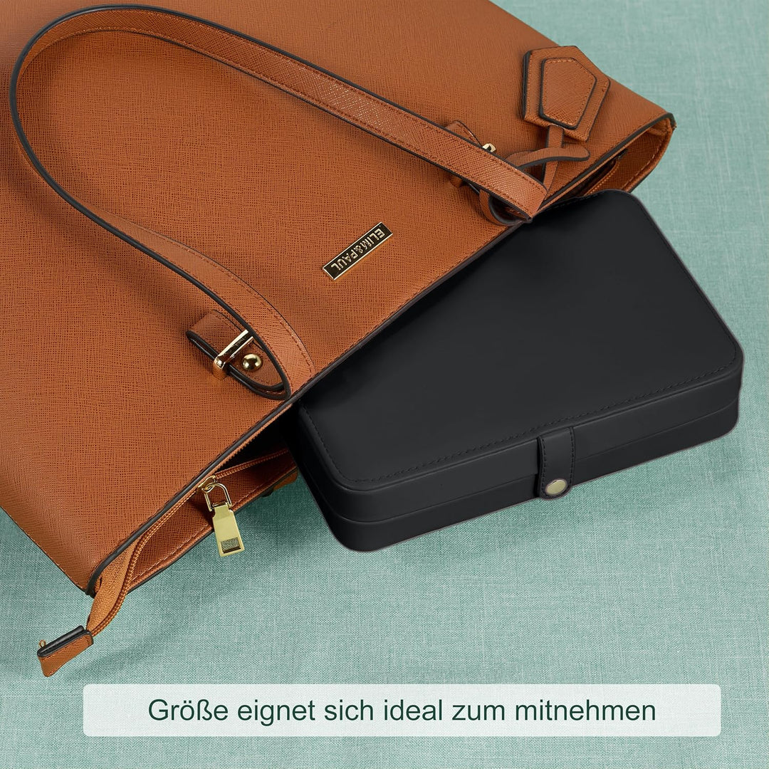 Relaxdays Schmuckkästchen, Schmuckaufbewahrung, Ringe, Ohrringe & Ketten, Reise Schmucketui, HBT 4,5