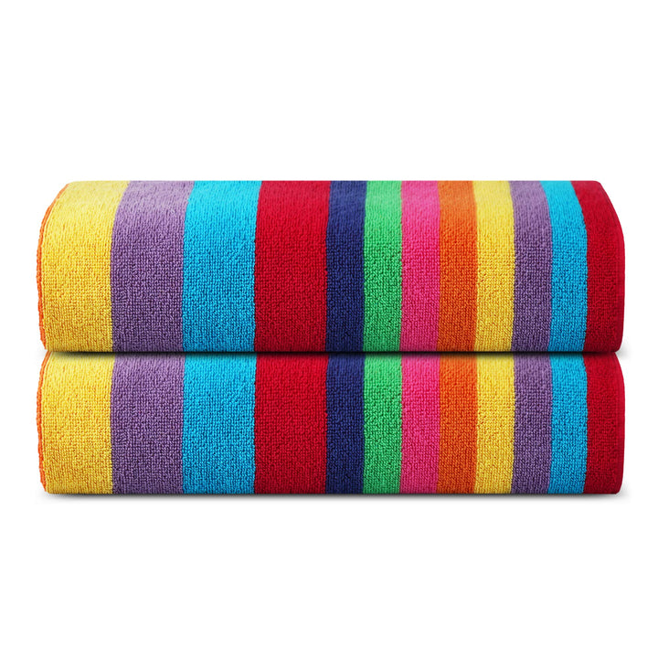 SweetNeedle Strandtücher – Multi Cabana Stripe Classic, 100% Baumwoll-Frottee, ringgesponnenes Poolt