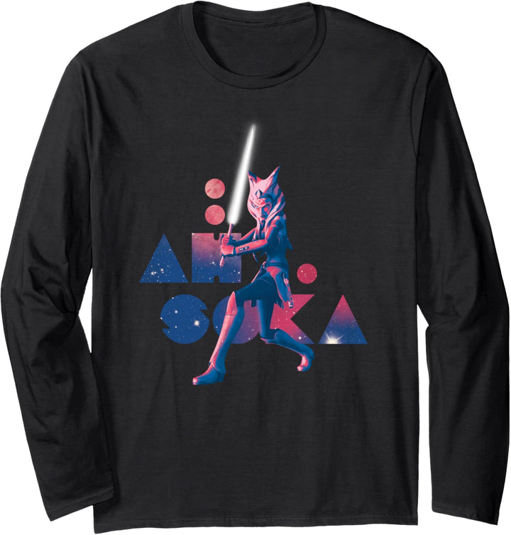 Star Wars The Clone Wars Ahsoka Tano Pink Galaxy Langarmshirt