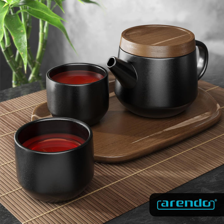 Arendo - Teeservice Set, Keramik Teekannen Set, Teekanne Porzellan, Japanische Teekanne mit Teesieb