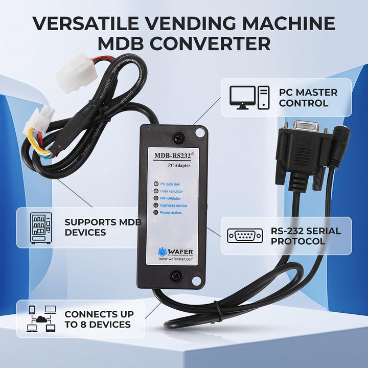 MDB-zu-RS232-Konverter, ABS-Kunststoff MDB-Zahlungsgerät zu PC-Konverter RS232-Adapter Bill Acceptor