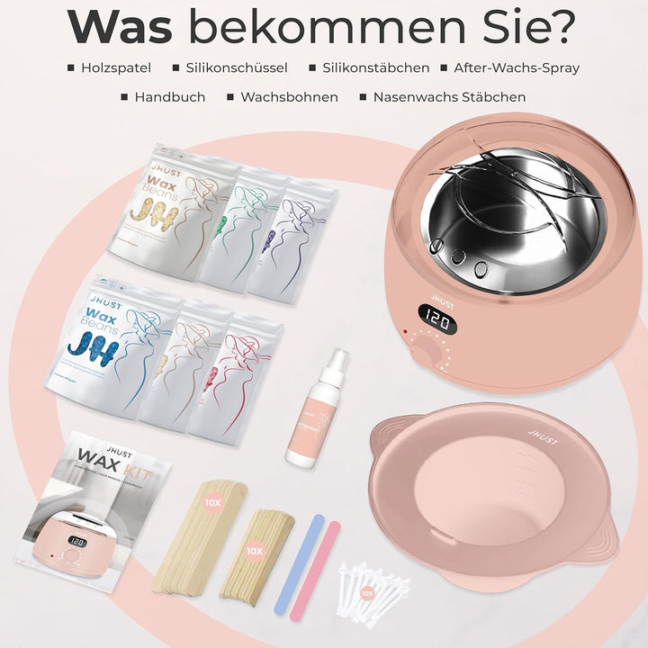 Wachswärmer-Set Pink mit 600g Wachsperlen & viel Zubehör, inkl. After-Wachs-Spray, Wachsset Waxing P