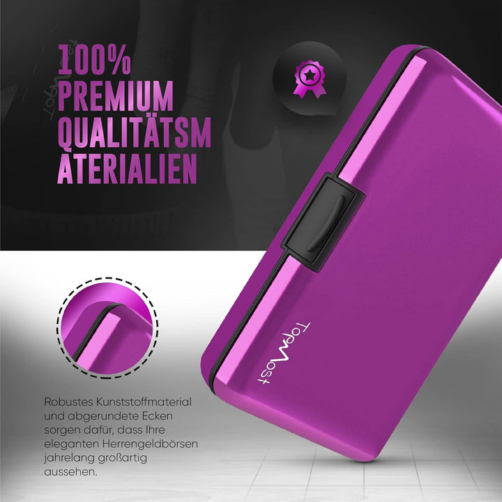 TopMost Aluminium Kreditkartenetui mit RFID-Schutz für Damen & Herren - Geldbörse für 12 Karten und