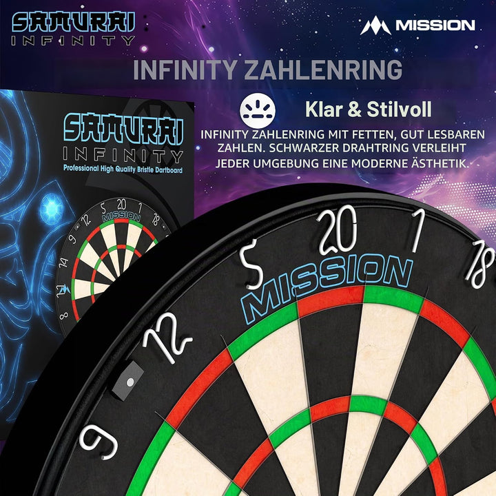 Mission Darts Samurai Infinity | Professional Competition Standard Dartboard with Ultra Thin Knife L