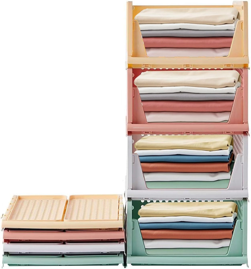 RMAN 4 Stück Kleiderschrank Organizer Schubladenbox Stapelbare Schrank Organizer Kleiderschrank Rega