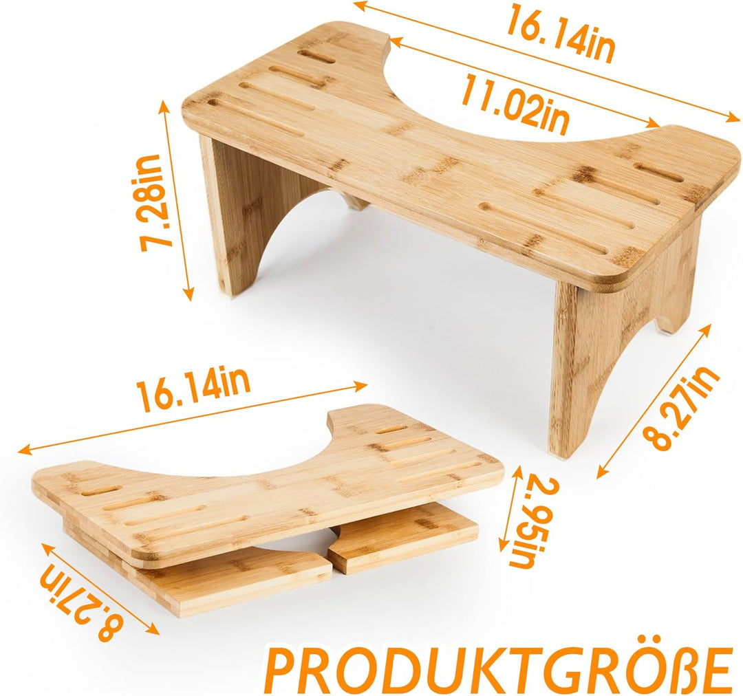 Bambus Toilettenhocker HXREDXD Holz Mobil Toilettenhocker, Klappbar Squatting Toilettenhocker Natürl
