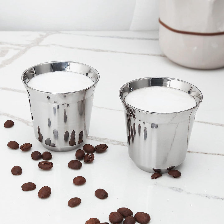 Easyworkz Espressotassen aus Edelstahl, doppelwandig, isoliert, 150ml Demitasse Tassen, 2er-Set, hit