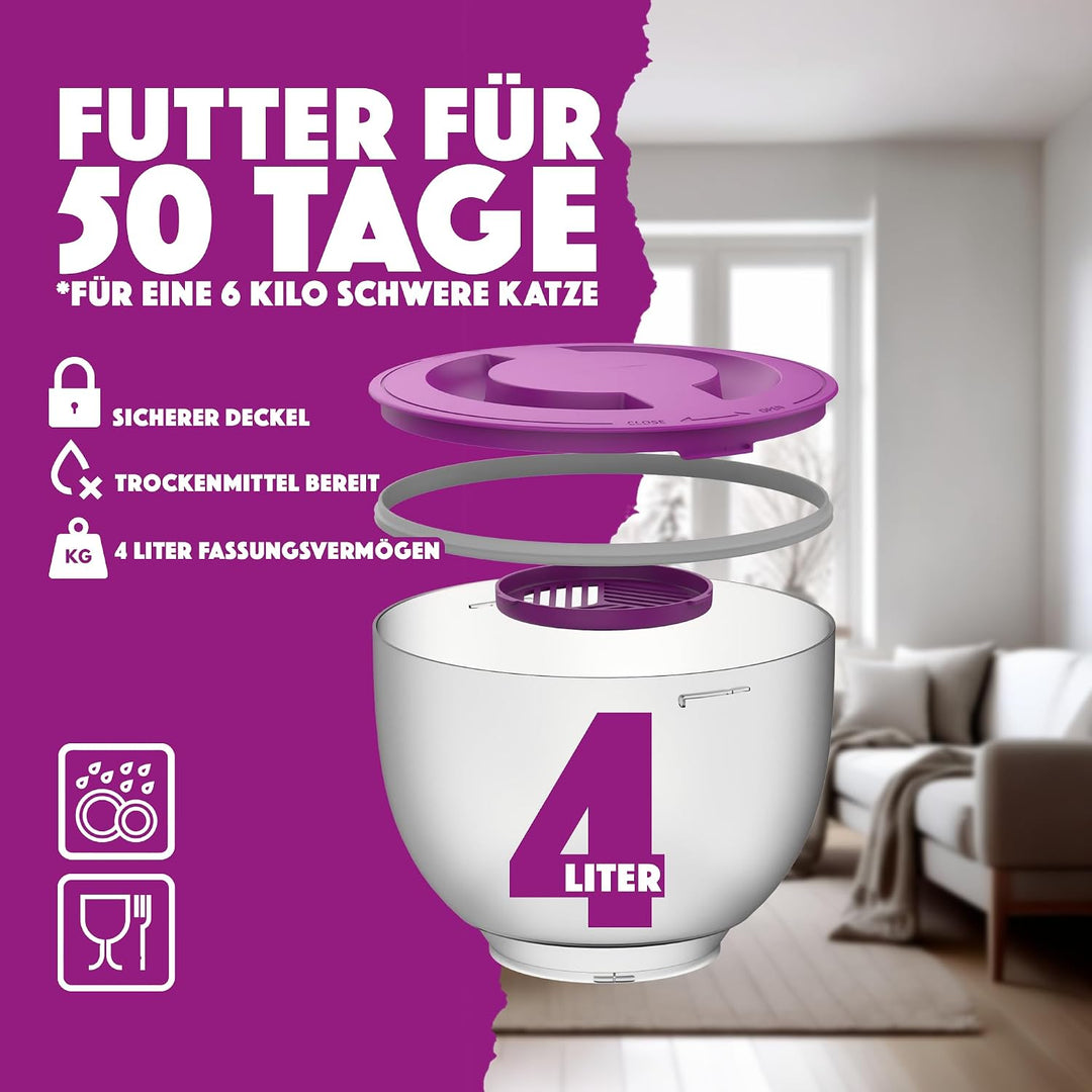 Petrebels Futterautomat Katze, Programmierbar, Mit Sprachaufnahme, 4 Liter, Touchscreen, Food-Expres