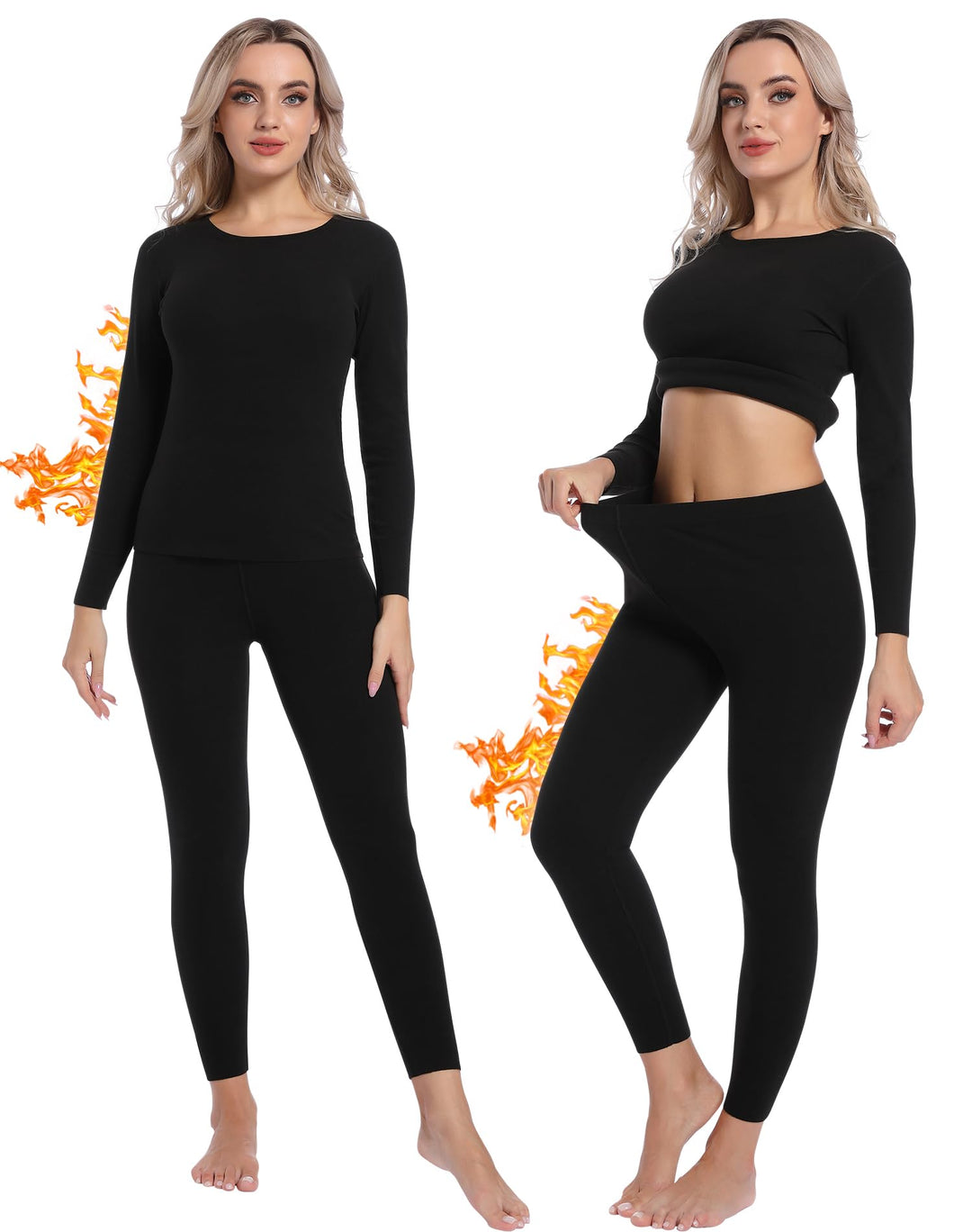 INNERSY Thermounterwäsche Damen Winter Oberteil und Unterteile Skiunterwäsche Warme Thermowäsche Set