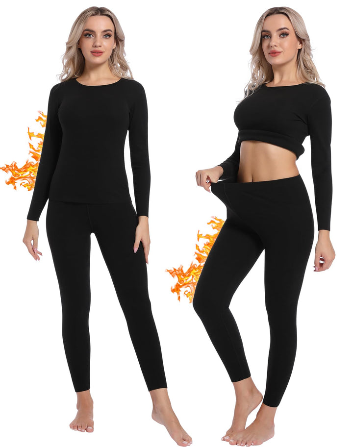 INNERSY Thermounterwäsche Damen Winter Oberteil und Unterteile Skiunterwäsche Warme Thermowäsche Set