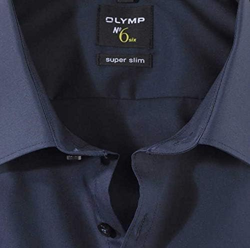 OLYMP Herren Oberhemd Langarm No. Six,Uni,super Slim,Urban Kent 36 Marine 18, 36 Marine 18