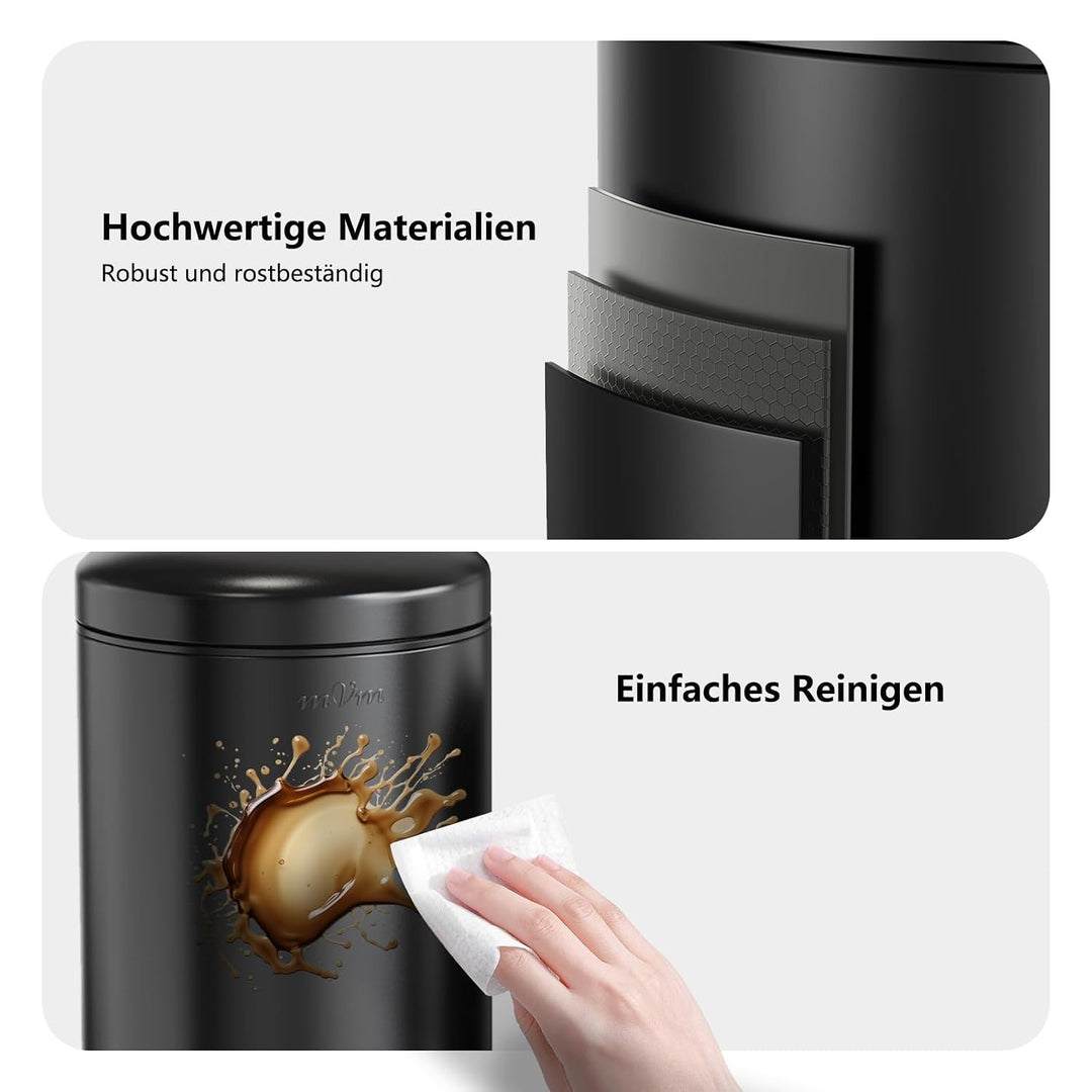 mVm Mülleimer Küche 20L, Mülleimer mit Deckel, Schwarz | Soft-Close, Herausnehmbarem Inneneimer, Fin