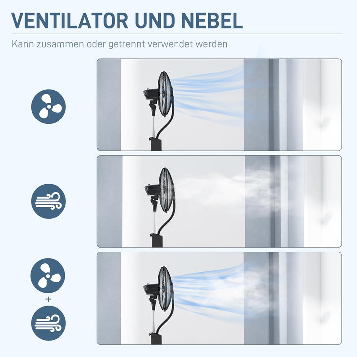 HOMCOM Ventilator mit Wasserkühlung, Standventilator mit Sprühnebel, Fernbedienung, Timerfunktion, o