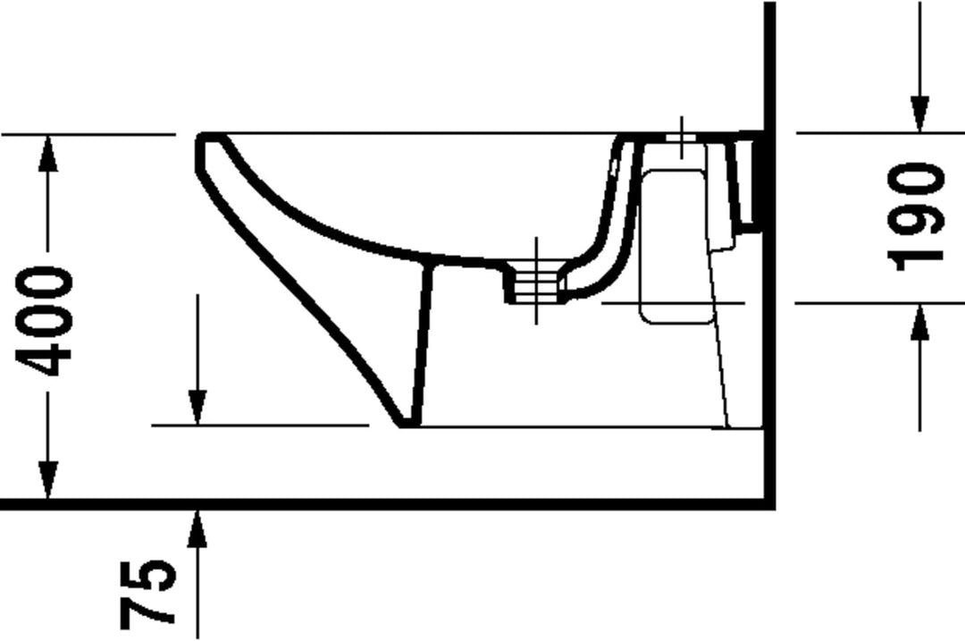 Duravit Wand-Bidet DuraStyle 37x62cm, m HL, ÜL, Hahnlochbank, weiss