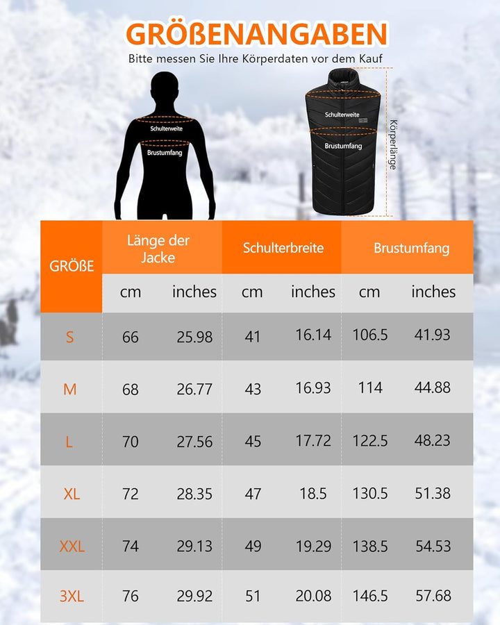 Mincoo Beheizbare Weste für Herren Damen ,Elektrische USB Heizwesten Mit 5V 10000 mAh Akku, Winter W