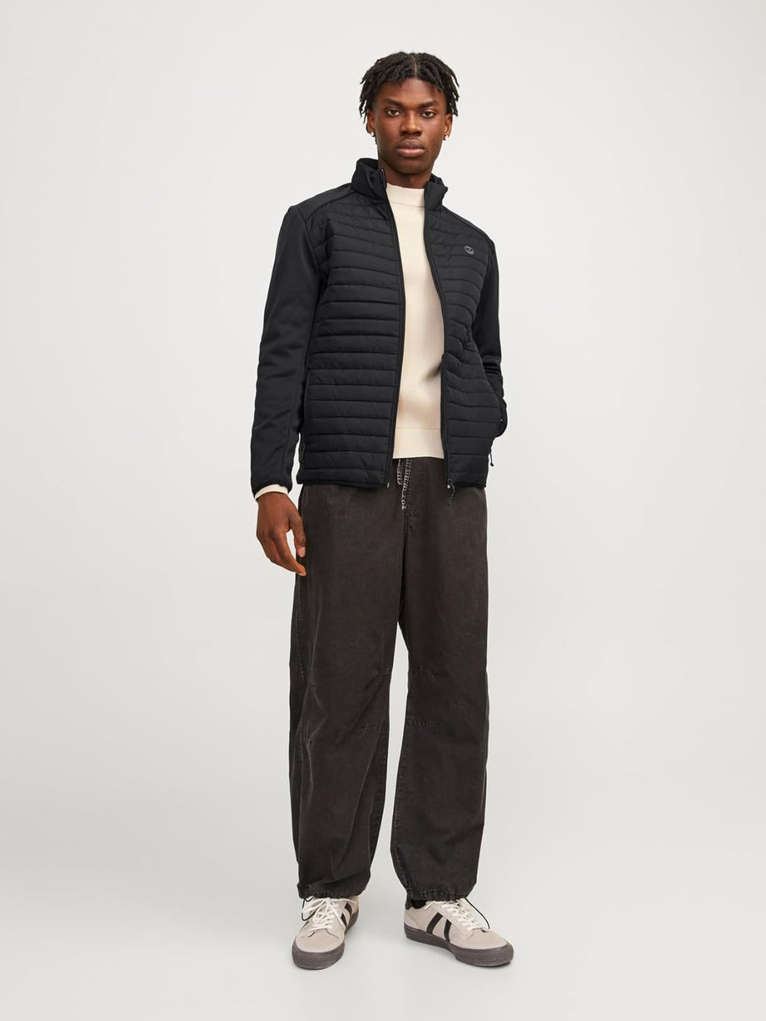 JACK & JONES Herren Jjemulti Quilted Collar Noos Steppjacke L Black/Detail:set-in Sleeves, L Black/D