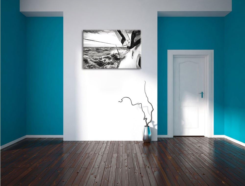 Pixxprint Die weissen Segel der Yacht Kunst als Leinwandbild/Grösse: 100x70 cm/Wandbild/Kunstdruck/f