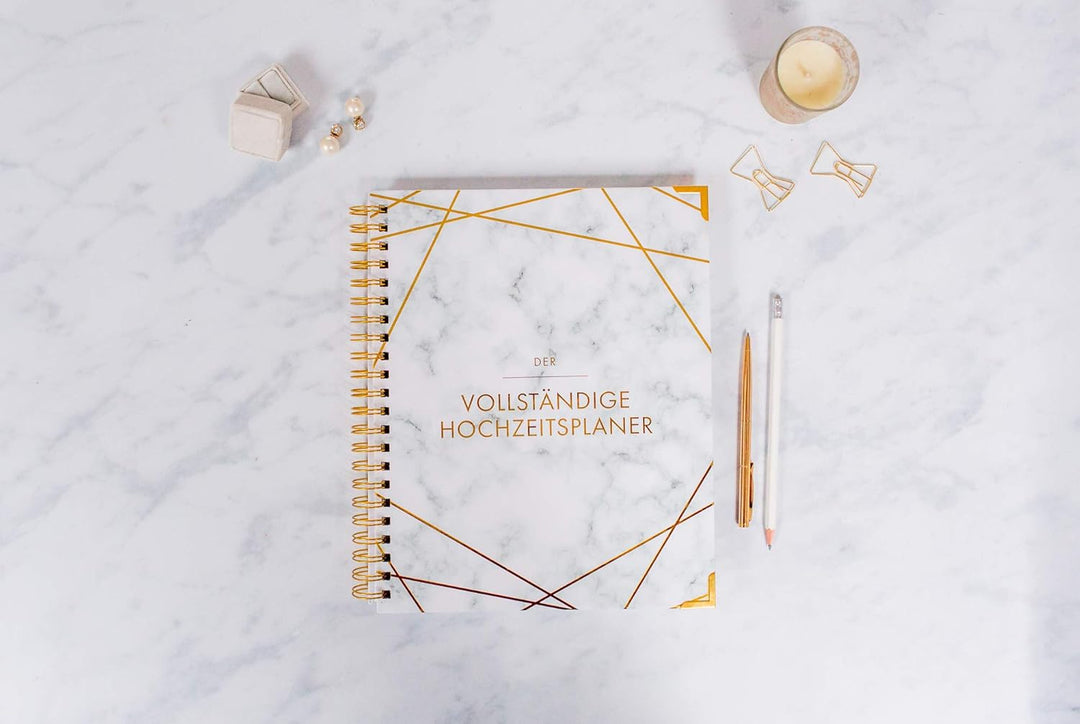 Hochzeitsplaner Deutsch Organizer Buch & Hochzeit Kalender Marmor Design Gold - German Wedding Plann