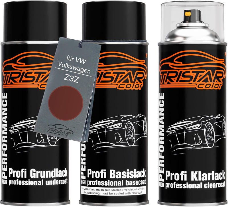 Autolack Spraydosen Set für VW/Volkswagen Z3Z Cayenne Metallic Grundlack Basislack Klarlack Sprühdos