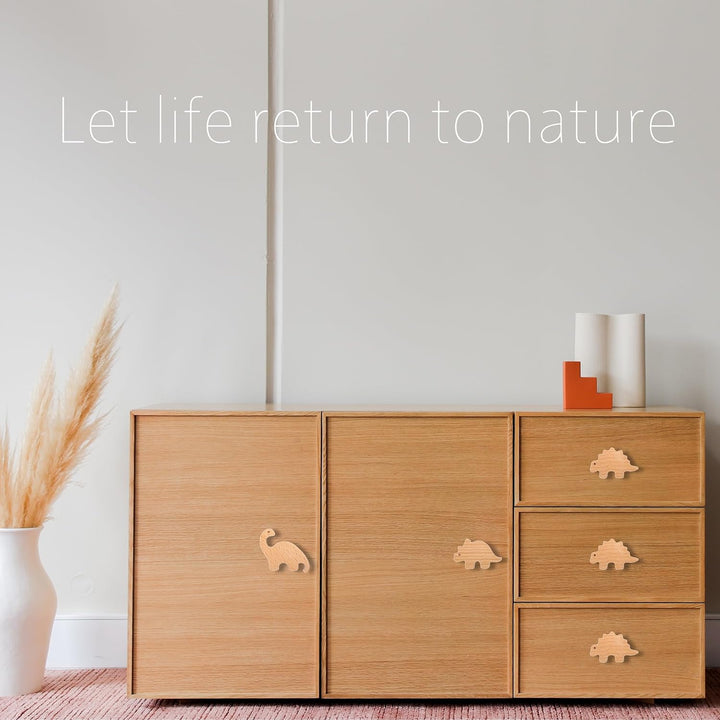 Auped 12 Stück Dinosaurier holzgriffe kinderzimmer - Natürliche Schrankgriffe mit Boho-Design für Kü