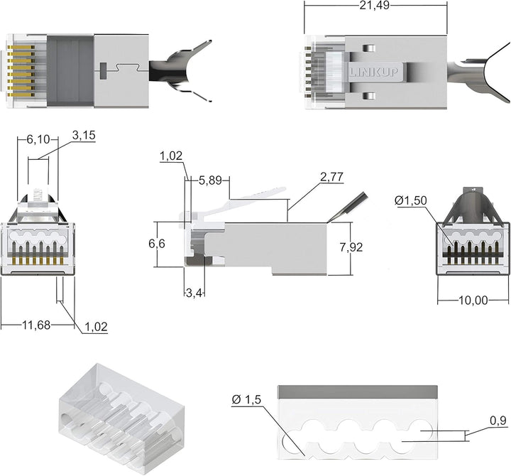 LINKUP - RJ45 Connectors Cat6A Ethernet Shielded Modular Plugs | for Large Diameter Wires (22AWG) Te