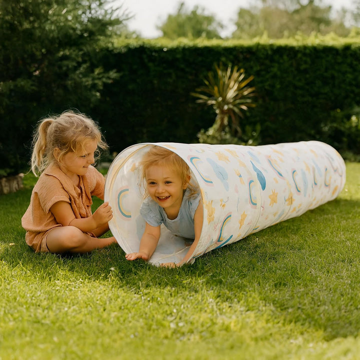 Relaxdays Spieltunnel Regenbogen, farbenfroher Krabbeltunnel, Kinder, BxD: 180 x 45 cm, Pop-up Tunne