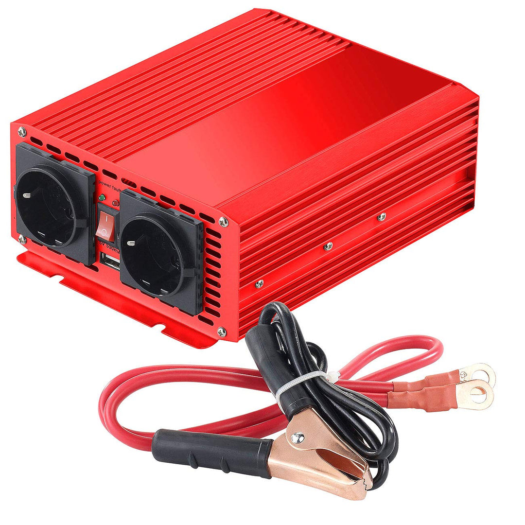 revolt Stromwandler: 700W-Kfz-Spannungswandler auf 2X 230V, USB, 1.400W Spitzenlast (Sinus Spannungs