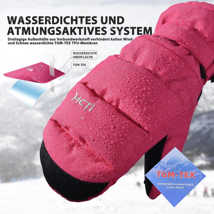 Kineed Skihandschuhe Damen Snowboard Fausthandschuhe Touchscreen wasserdichte Winter Warme Fäustling