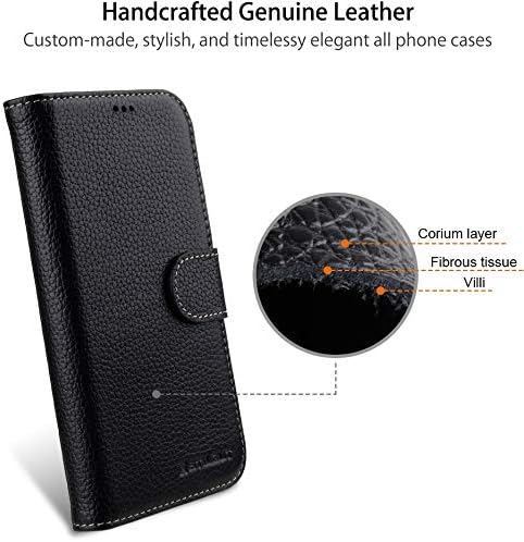 STILGUT Talis kompatibel mit iPhone 12/12 Pro (6.1“) Hülle mit Kartenfach aus Leder, Flip Cover, Wal