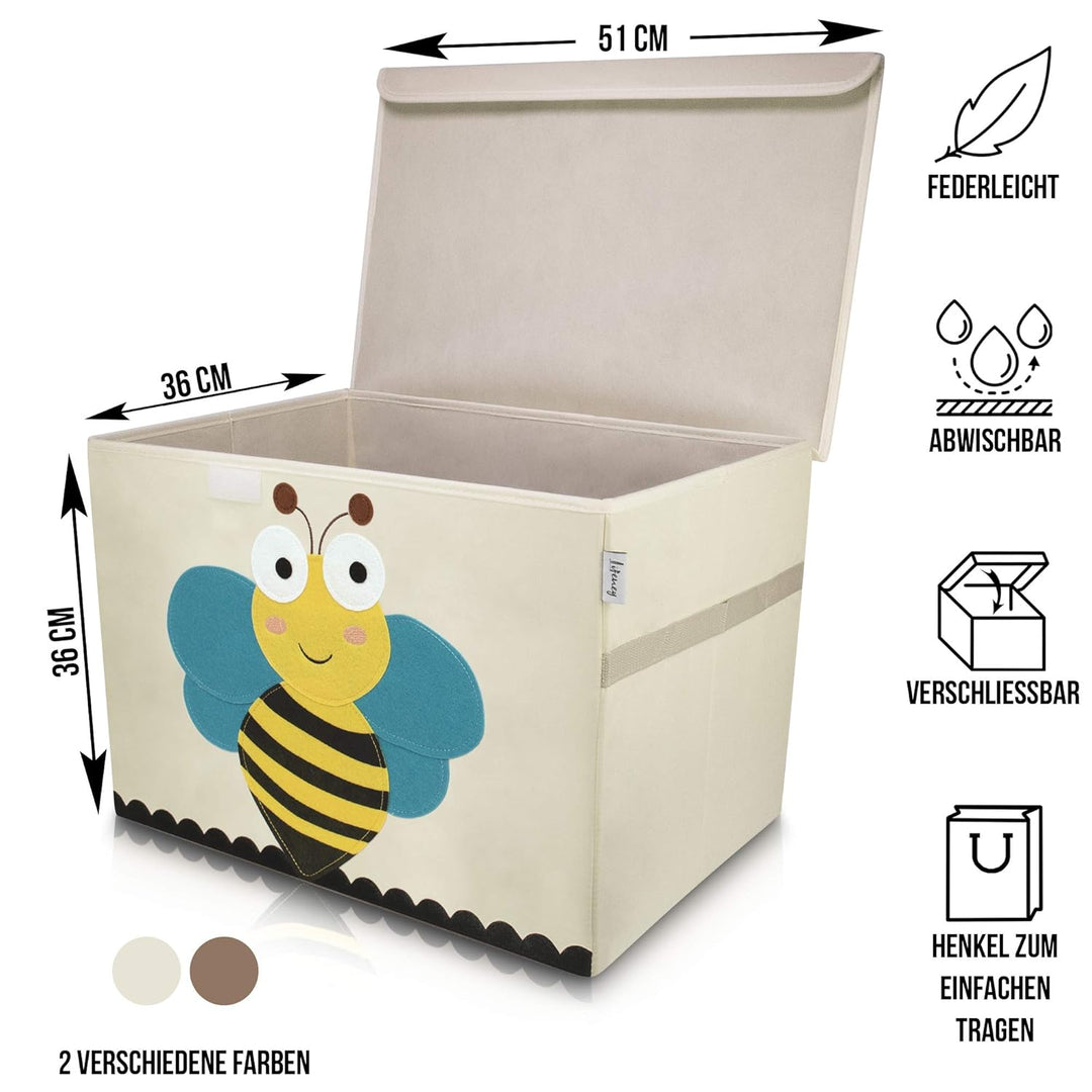 LIFENEY Aufbewahrungsbox Kinder gross 51 x 36 x 36 I Spielzeugkiste I Kiste mit Deckel für Kinderzim