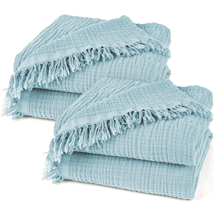 Pure Label 2er Set Musselin Decke 150x200 Hellblau aus Baumwolle Hellblau 2er Set 150x200 cm, Hellbl