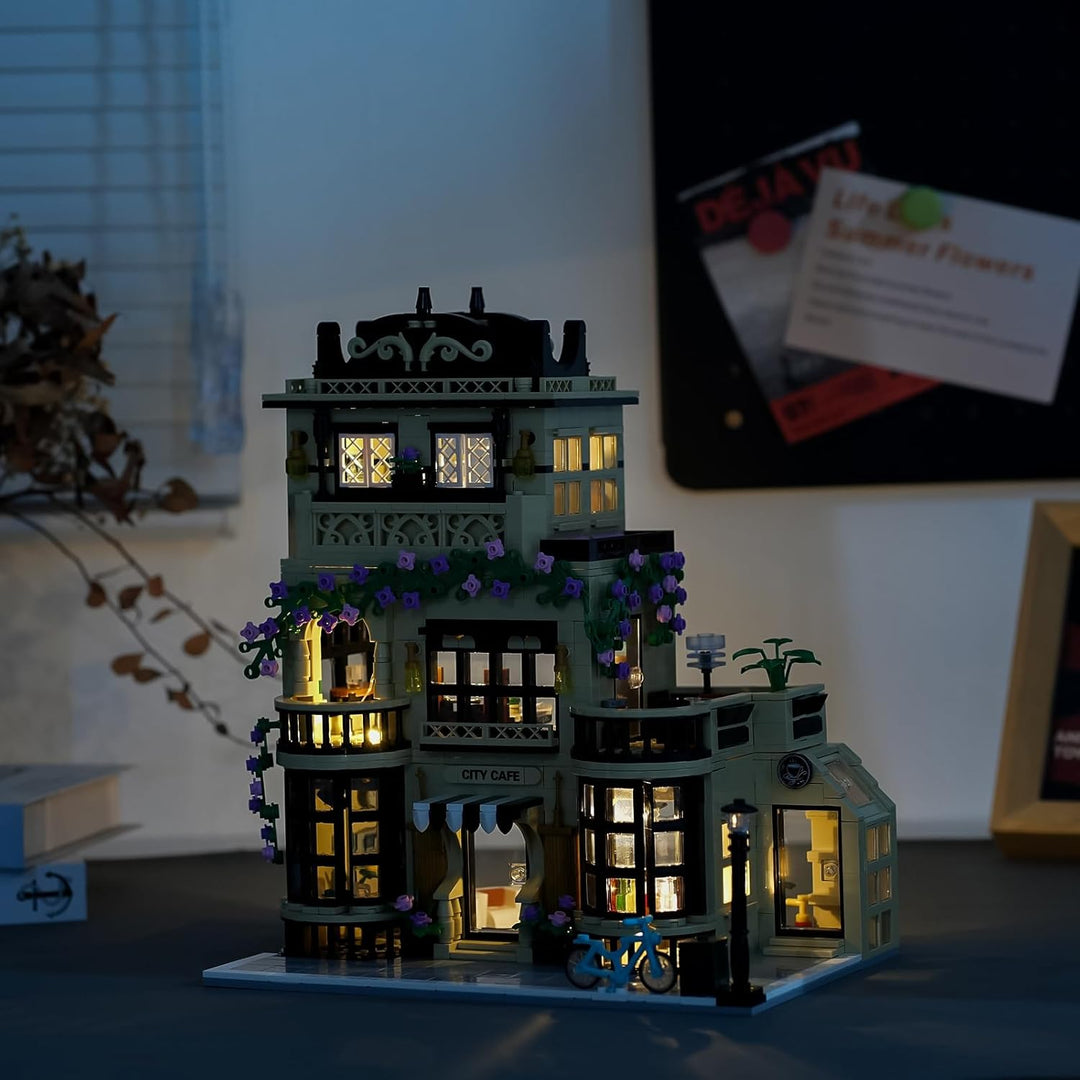 ENJBRICK Blumen Stadt Kaffeehaus Bausatz Kompatibel mit Lego für Adutls, Architektur Bauhaus Kit für