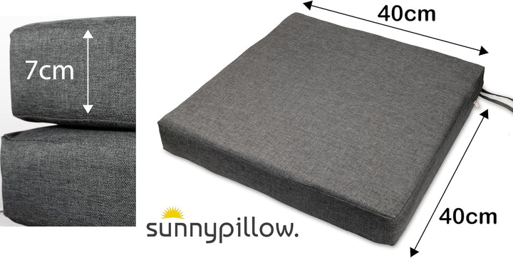 sunnypillow 2er Set Stuhlkissen 40 x 40 cm wasserdicht UV-lichtecht 7cm dick - Outdoor Polsterauflag