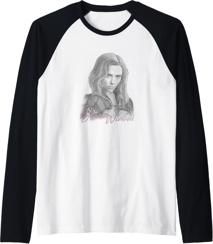Marvel Black Widow Movie Monochromatic Portrait Raglan