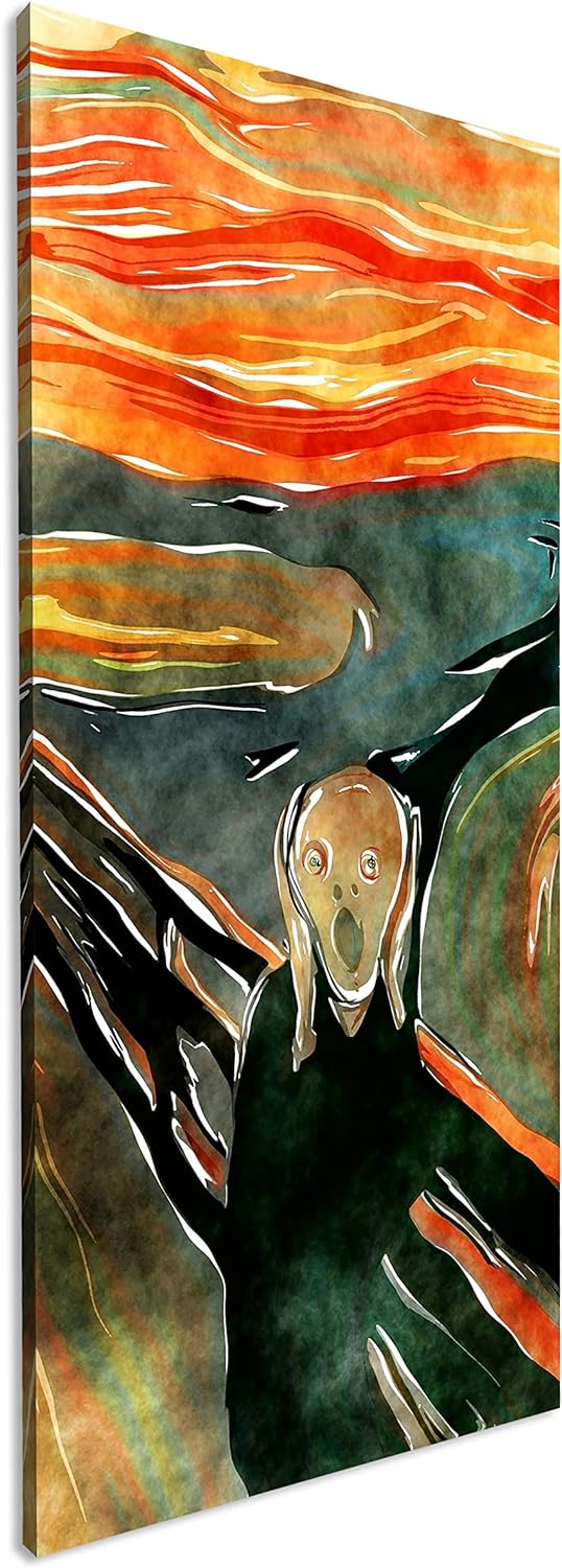 deyoli Edvard Munch Der Schrei Panorama 80x40 cm als Leinwandbild, Motiv fertig gerahmt auf Echtholz