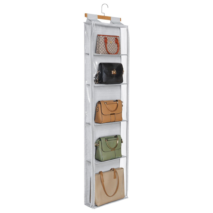 Syeeiex staubdicht hängende Handtaschen Organizer mit Reissverschluss, extra grosse 5 klare Taschen