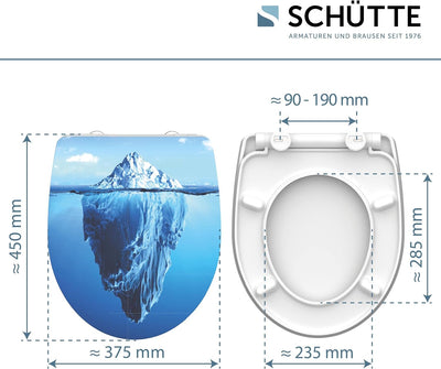 SCHÜTTE WC-Sitz Duroplast HG ICEBERG, Hochglänzender Toilettensitz mit Absenkautomatik, Schnellversc