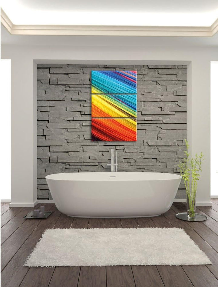 Pixxprint Bunte Streifen 3-Teiler Leinwandbild 120x80 Bild auf Leinwand