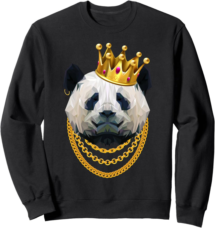 Panda Bär Gangster Crown King Hip Hop Sweatshirt