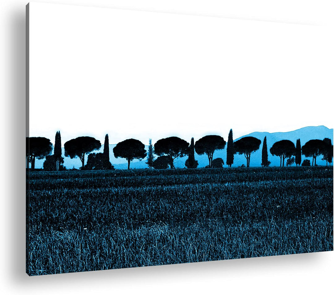 deyoli Toskana Landschaft mit Zypressen und Pinien Format 80x60 Effekt: Monocrome Blau als Leinwandb