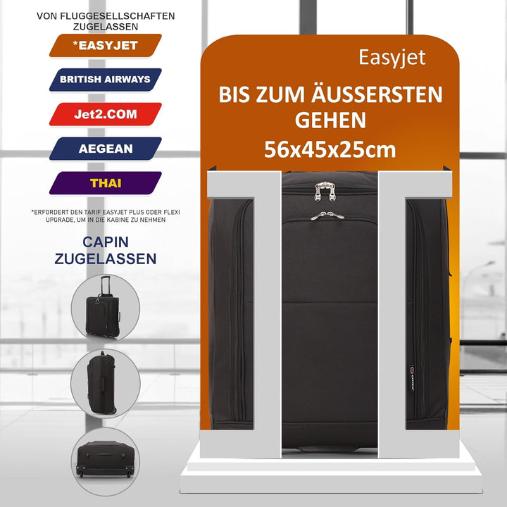 5 Cities 56x45x25 Trolley Rollkoffer Easyjet/British Airways/Jet2 Maximale Grösse der Kabinenreiseta