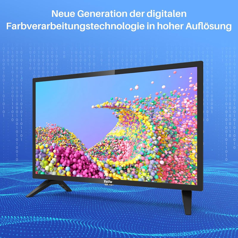 TuTu Fernseher 24 Zoll (60 cm) HD LED TV mit Triple Tuner (DVB-T/T2-C-S/S2), USB Media Player, HDMI,