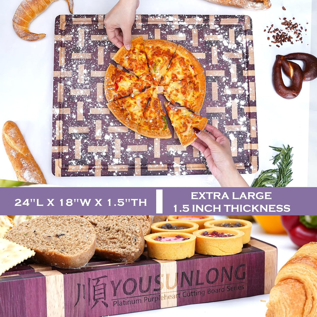 YOUSUNLONG End Grain Schneidebrett - 50 L x 40 B cm Schneidbrett aus Purple Heart Holz - 3,8 cm dick
