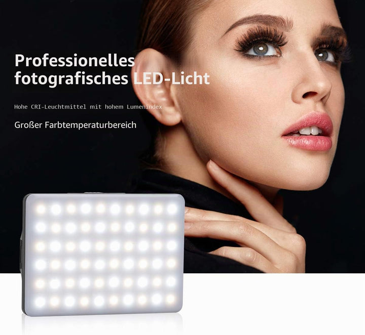 Newmowa 60 LED Videolicht, 3200-5600K 3 Lichtmodi und Helligkeit 10-stufiges dimmbares CRI95 + High